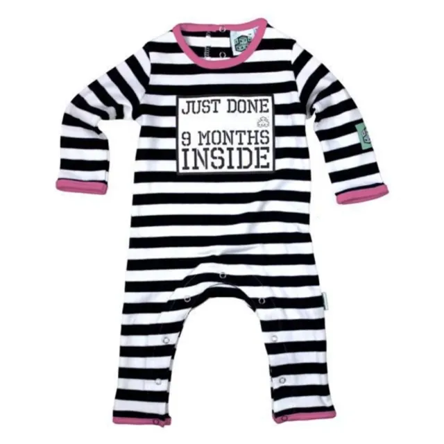 Funny Baby Grow For New Born Girl -Just Done 9 Months Inside®- Pregnancy Reveal - Coming Home Outfit by Lazy Baby®