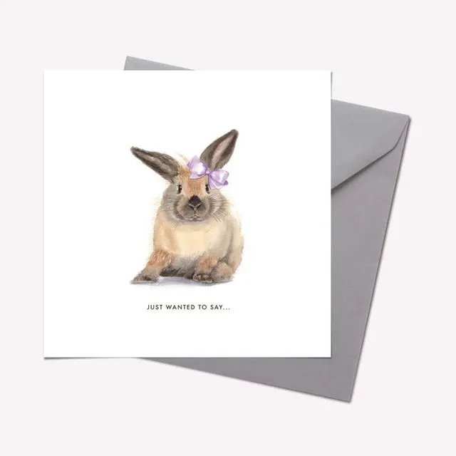 Furry Friends Collection: RABBIT 'JUST WANTED TO SAY...' CARD - pack of 6
