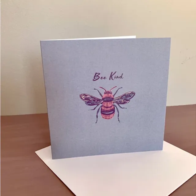 'Be Kind' Honey bee Blue Design Luxury Blank Greeting Occasion Card