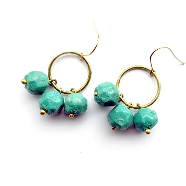 Nugget Triple Earring - Emerald
