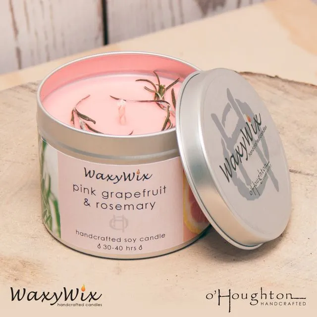 Pink Grapefruit &amp; rosemary - handmade soy candle