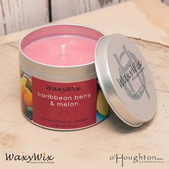 Caribbean berry &amp; melon - handmade soy candle
