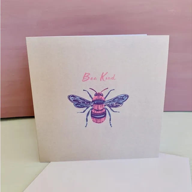 'Be Kind' Honey bee Light Green Design Luxury Blank Greeting Occasion Card