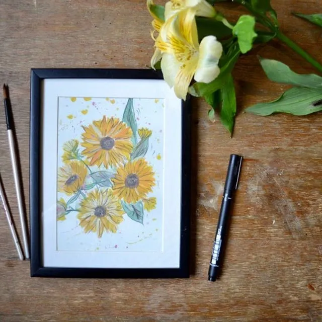 Print on Heavyweight Matte Paper - Sunflowers - A5