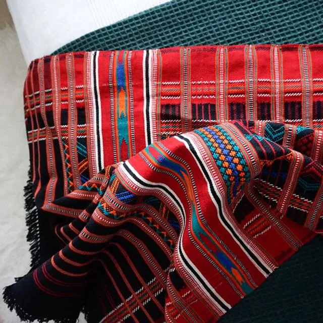 Nomad Hand Woven Cotton Throw - Red and Black - PATU-THRW-RED 152 x 90cms