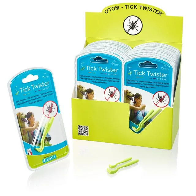 Display of 24 blisters with 2 green tick removers Tick Twister®