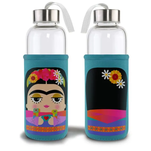 FRIDA KAHLO GLASS BOTTLE WITH COVER