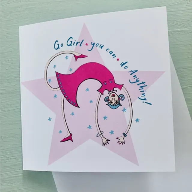 'Go Girl you can do Anything!' Design Luxury Blank Greeting Occasion Card