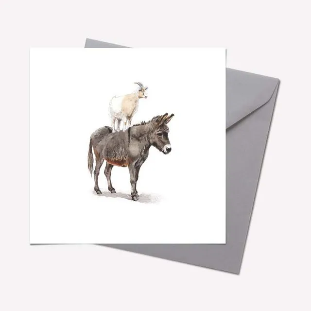 Wild Beasts Collection: DONKEY AND GOAT CARD - pack of 6