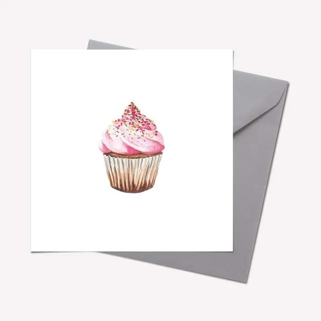 Patisserie Collection: RASPBERRY SPRINKLES CUPCAKE CARD - pack of 6
