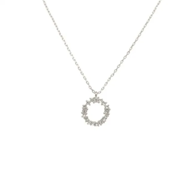 Crystal Cluster Circle Necklace in Silver