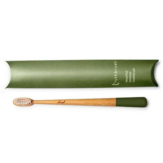 The Truthbrush - Moss Green with Medium Plant Based Bristles. Case of 10
