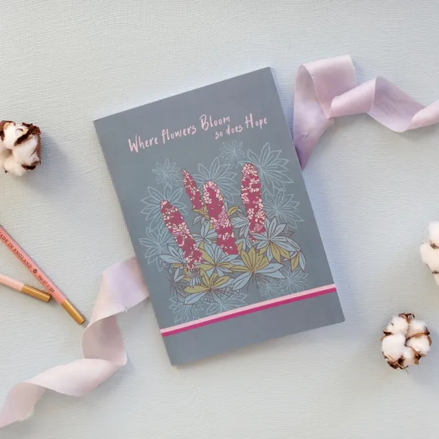 Where Flowers Bloom So Does Hope Lupin Flower Design A5 Notebook