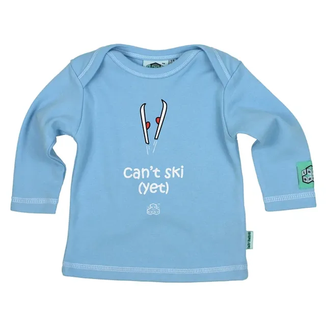 Lazy Baby Gift for Skiers - Can't Ski Yet Blue T Shirt