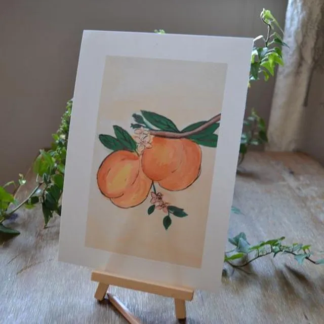 Gouache paint printed on Heavyweight paper - Peaches - A5