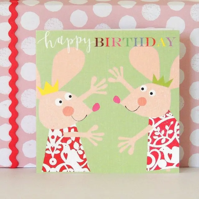 BH09 gleeful mice birthday card