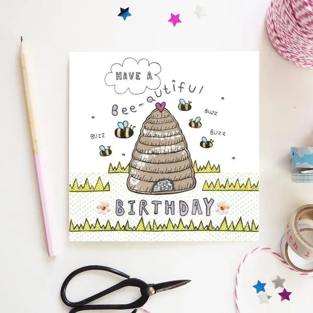 Flossy Teacake Bee-autiful Birthday Card