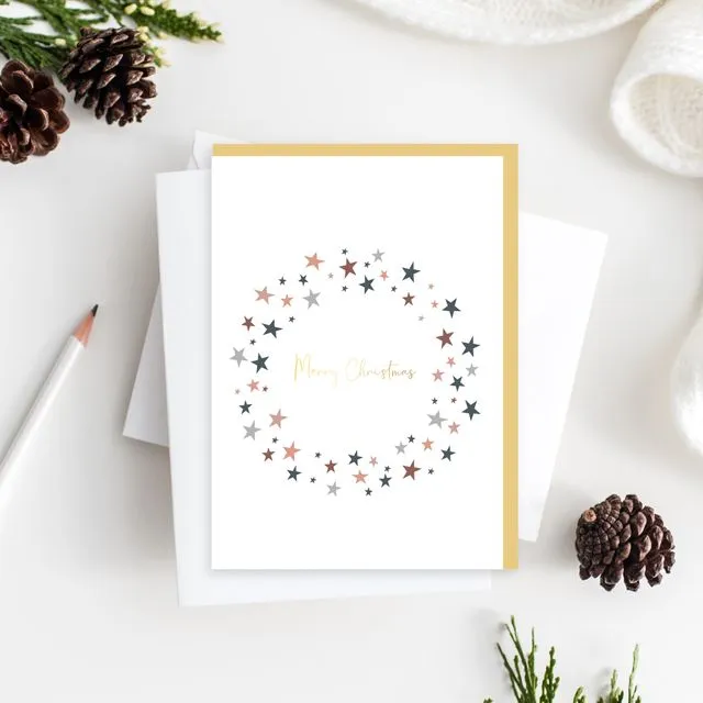 Christmas Wreath White Card - pack of 6