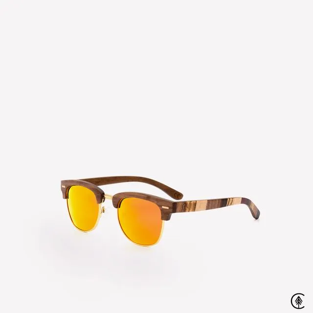 Wooden Sunglasses | Biarritz | Sunset Red Lens