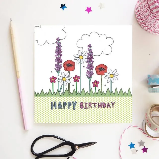 Flossy Teacake Flower Birthday Card