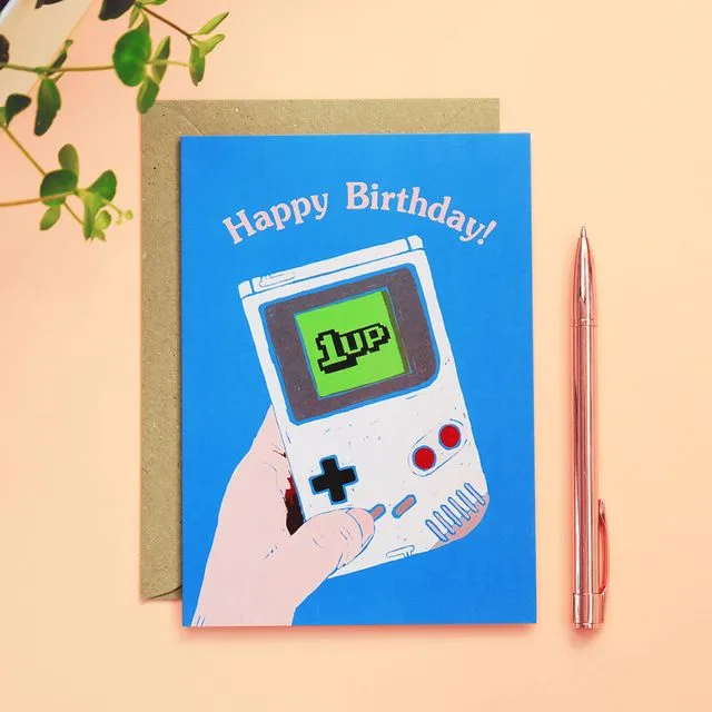 1Up Gameboy Birthday Card