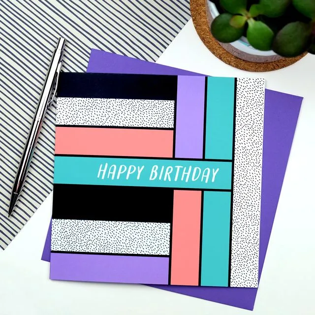 Pastel Mondrian Birthday Card