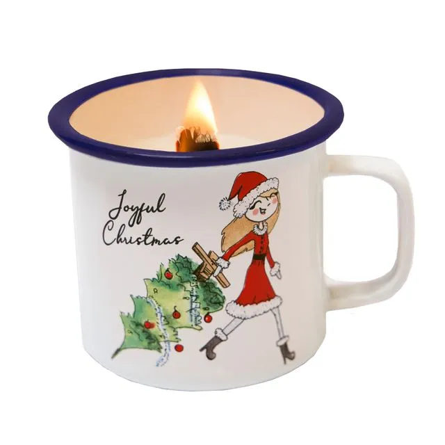 JOY XMAS GIRL CANDLE IN A CUP