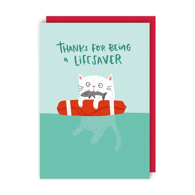 Lifesaver Cat Thank You Card pack of 6