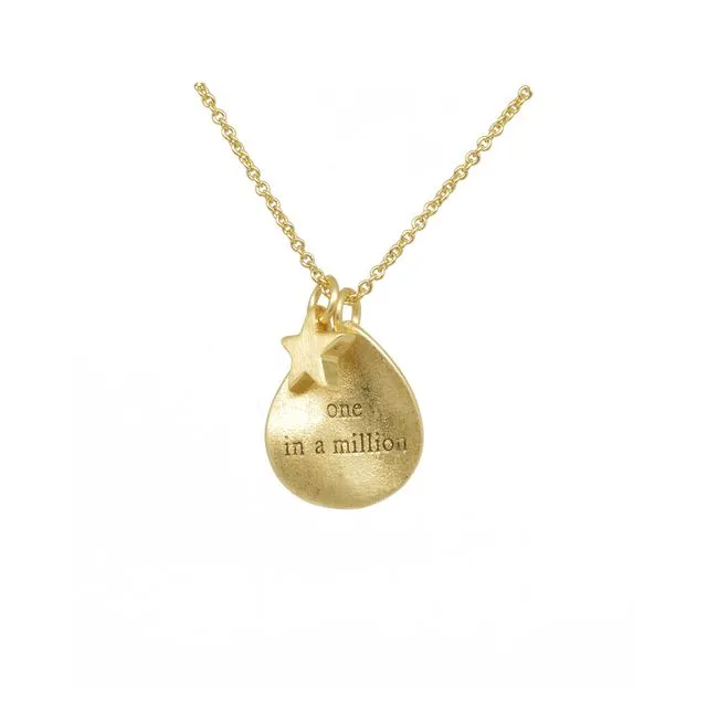 "One in a Million" Inspiration Necklace in Matt 20K Gold Plate