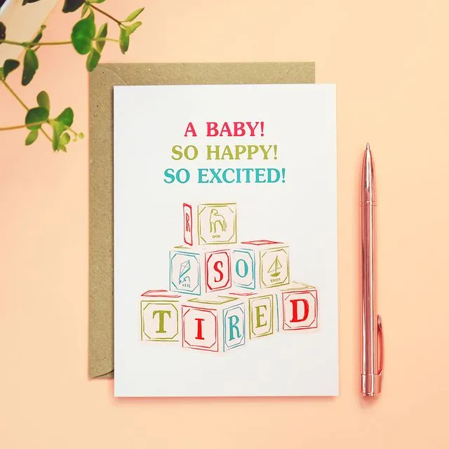 So Tired New Baby Card