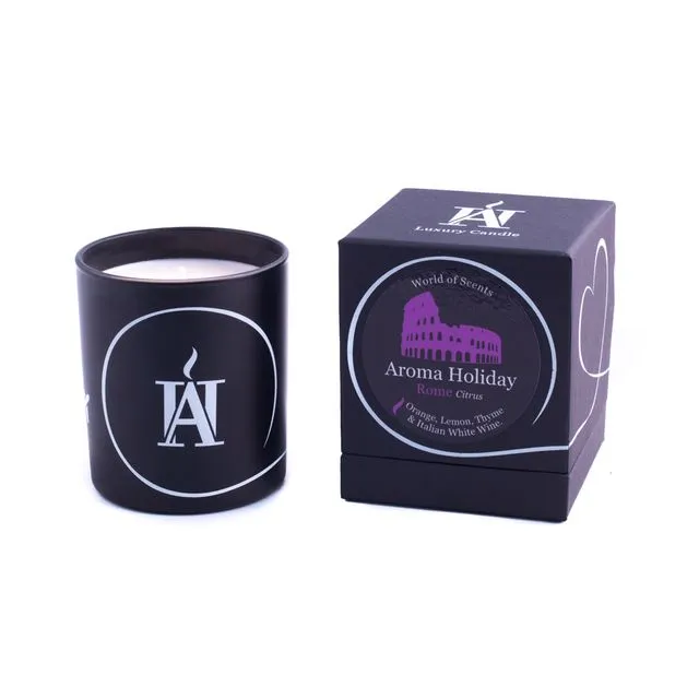 Luxury ROME CITRUS Scented Candle by Aroma Holiday UK