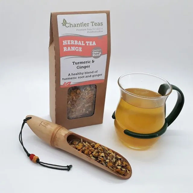 Turmeric and Ginger loose leaf herbal tea, 80g Retail Box,