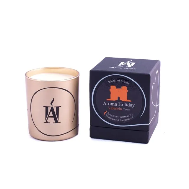 Luxury VALENCIA Citrus Scented Candle by Aroma Holiday