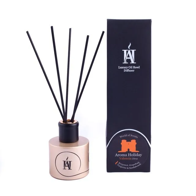 Luxury VALENCIA (Spain) CITRUS Oil Reed Diffuser by Aroma Holiday UK