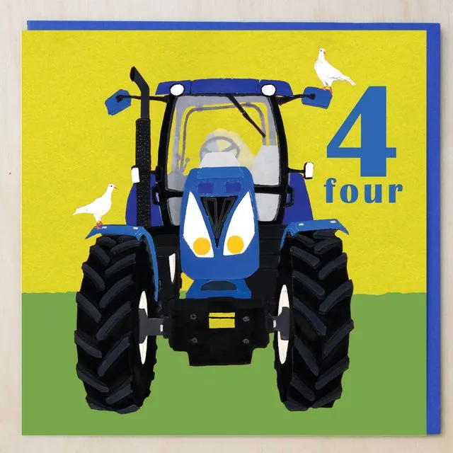 Age 4 Blue Tractor Birthday Card (bundle of 6)