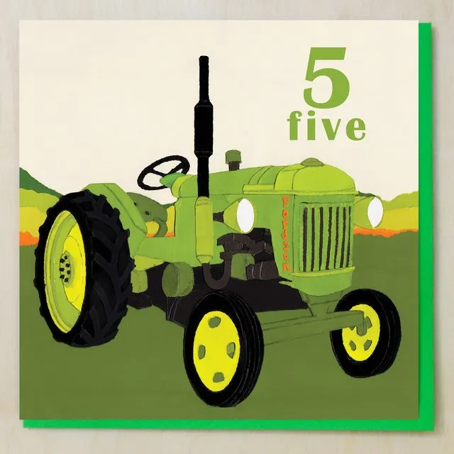 Age 5 Green Tractor Birthday Card (bundle of 6)