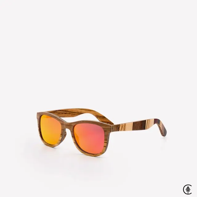 Wooden Sunglasses | Maverick| Sunset Red Lens