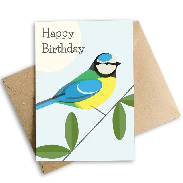 Blue Tit Happy Birthday Card, Eco-Friendly