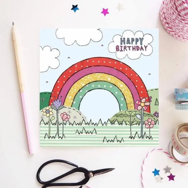 Flossy Teacake Rainbow Birthday Card
