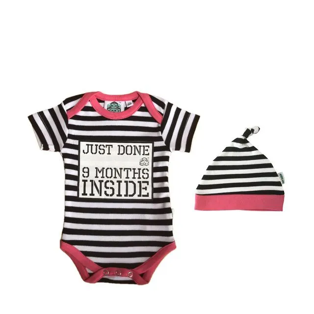 Baby Shower Gift-Just Done 9 Months Inside® Romper Bundle- Baby Girl