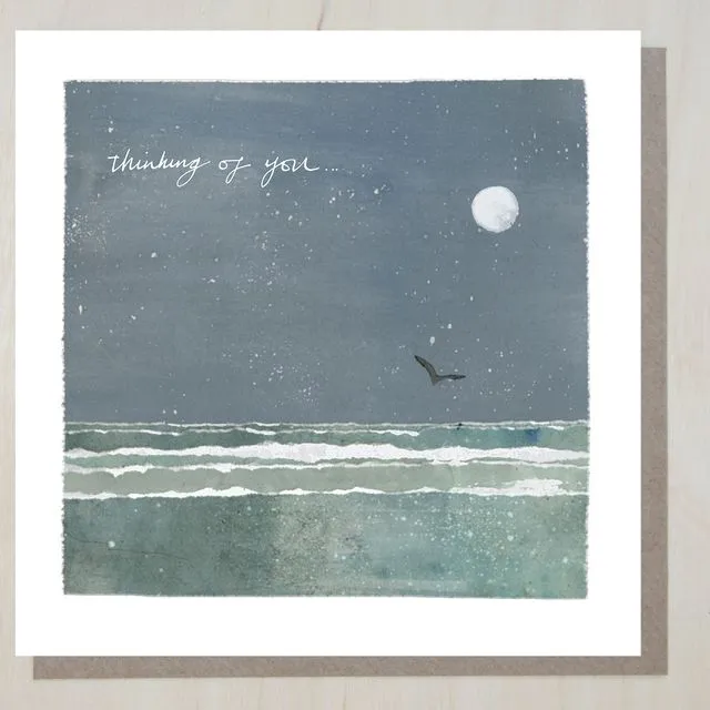 Thinking of you (moonlit sea) card (bundle of 6)