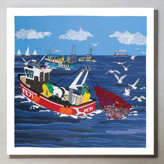 'Seagulls' Fishing Boat Card (bundle of 6)