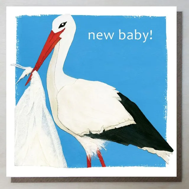 New baby card (stork) (bundle of 6)