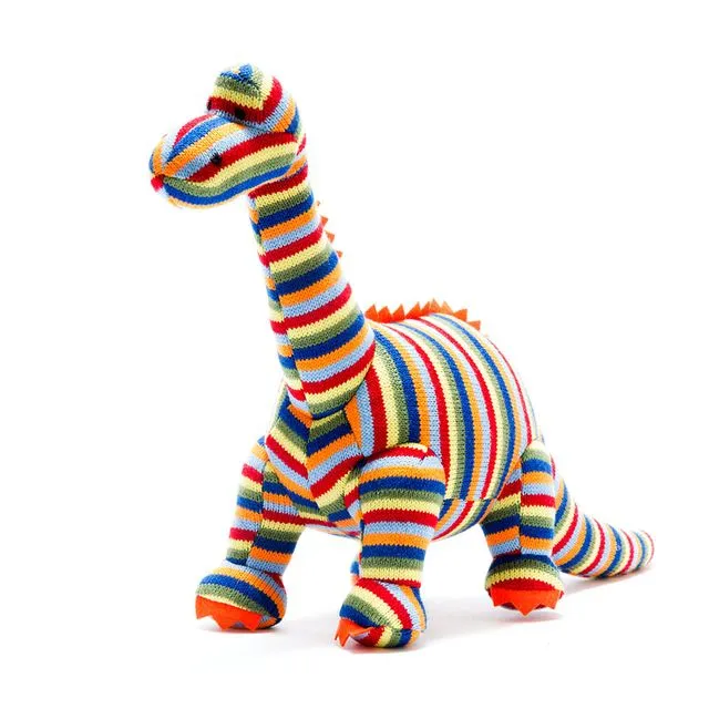 Knitted Stripe Diplodocus Dinosaur Soft Toy