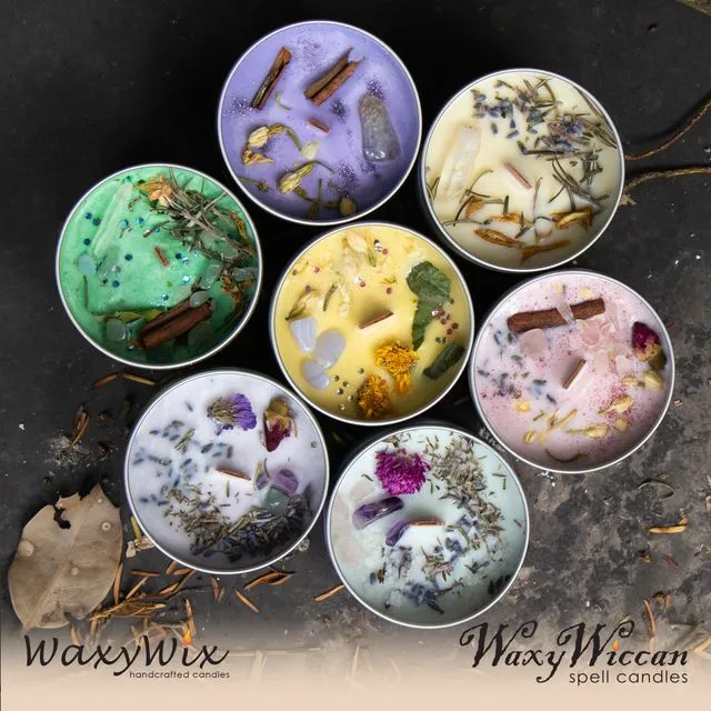 36 Wiccan crystal spell candle bundle