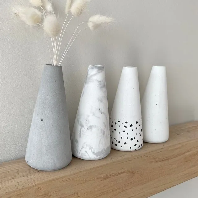 Straight Concrete Bud Vase (White)