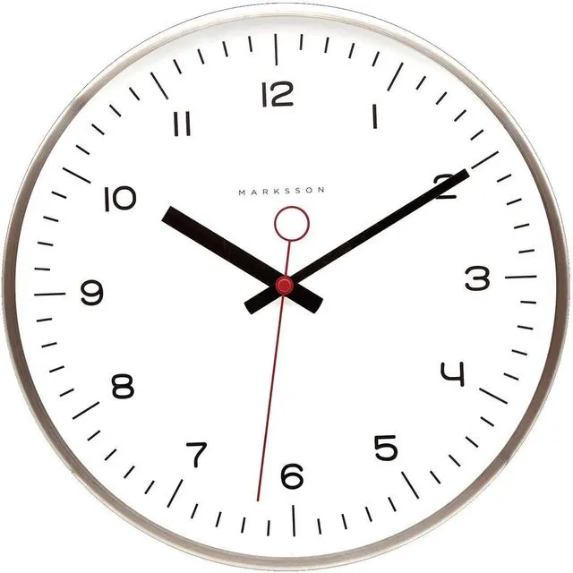 Marksson - White - Crosby No-Ticking Silent Wall Clock - 12 inch Quartz - Stainless Steel, Premium Grade, High End - Modern Minimalist
