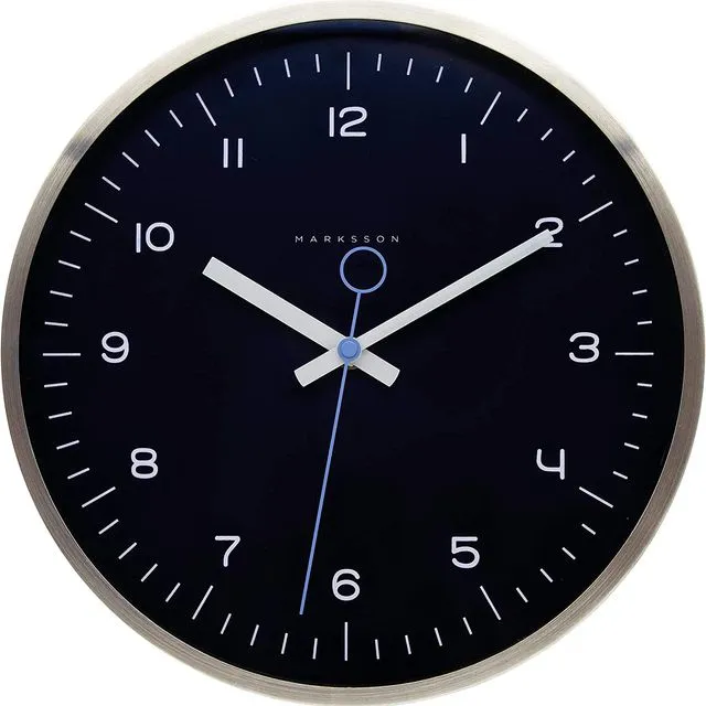 Marksson - Black - Crosby No-Ticking Silent Wall Clock - 12 inch Quartz - Stainless Steel, Premium Grade, High End - Modern Minimalist