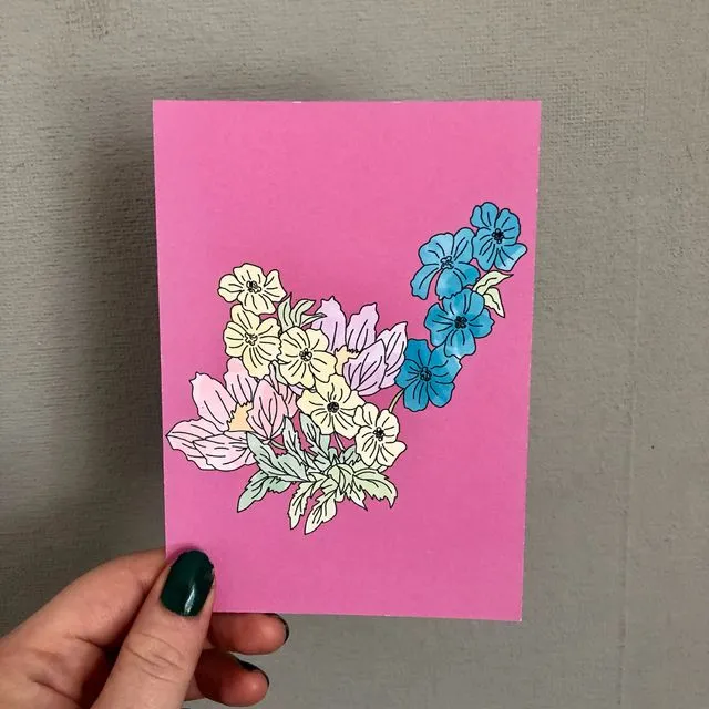 Pretty In Pink Wildflower A6 Print