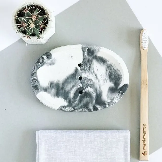 Concrete oval soap dish (marble)